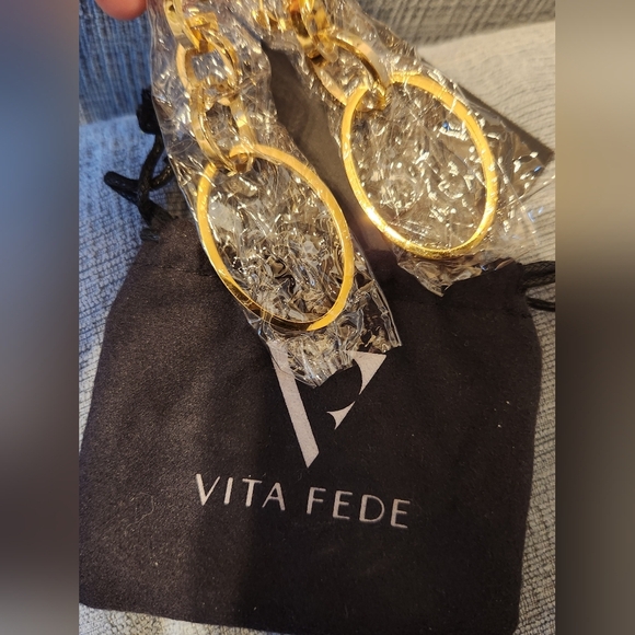 Vita Fede Cassio Earrings Gold Tone Modular Linked Hoops MSRP $388 NWT - Picture 7 of 13